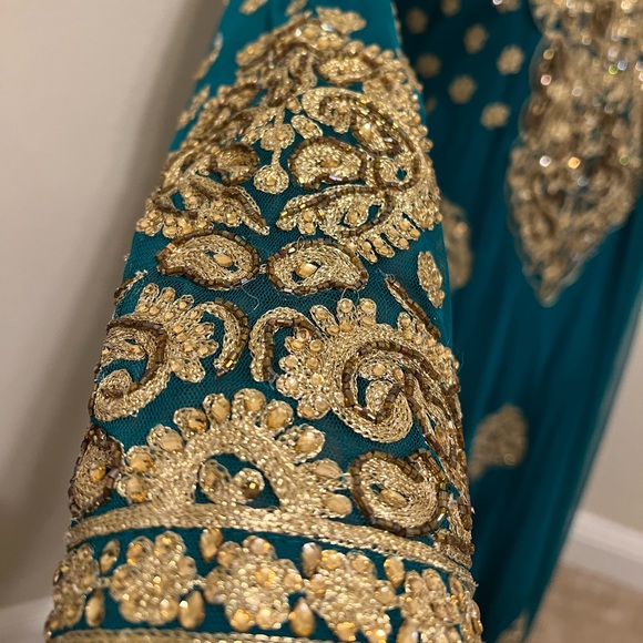 Anarkali Aqua Green South Asian outfit - Picture 6 of 6